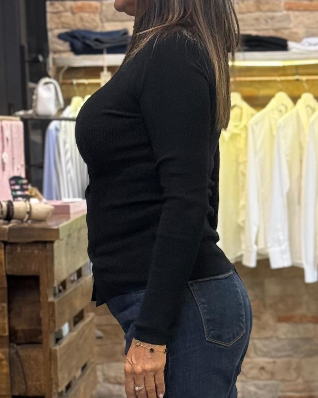 Maglia Polo Markup coste con trecce nera