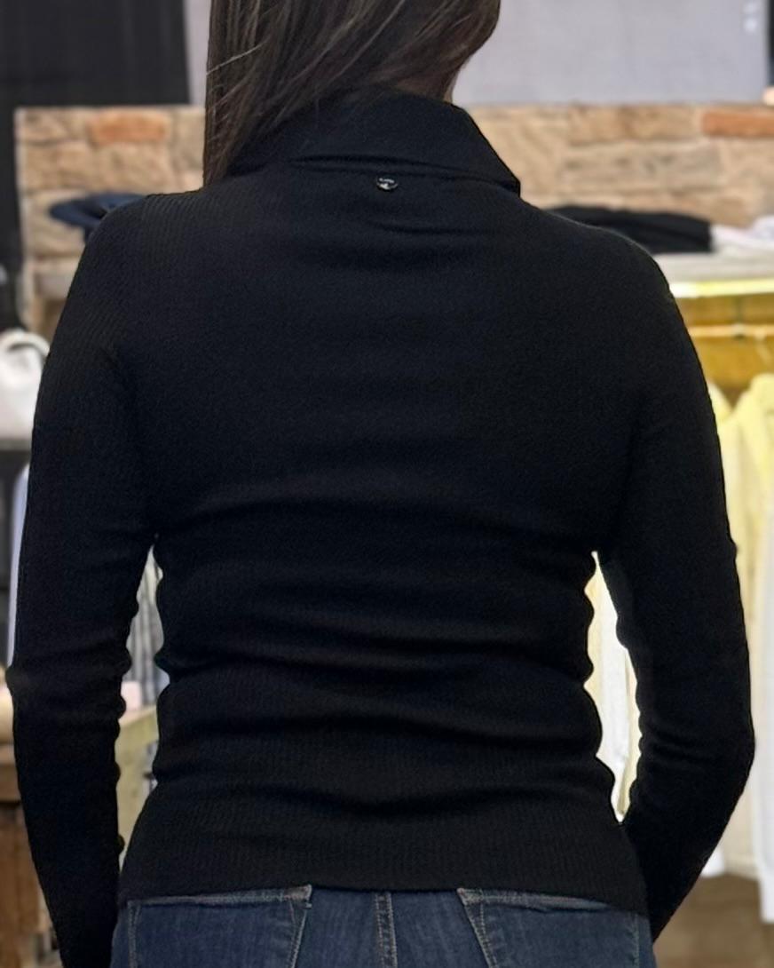 Maglia Polo Markup coste con trecce nera