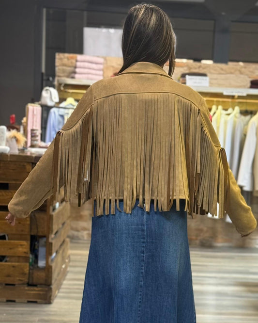 Giacca Civico corta scamosciata con frange