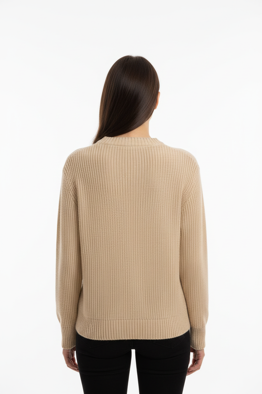 Maglia Beige con Scritta Grigia - Taglia Unica