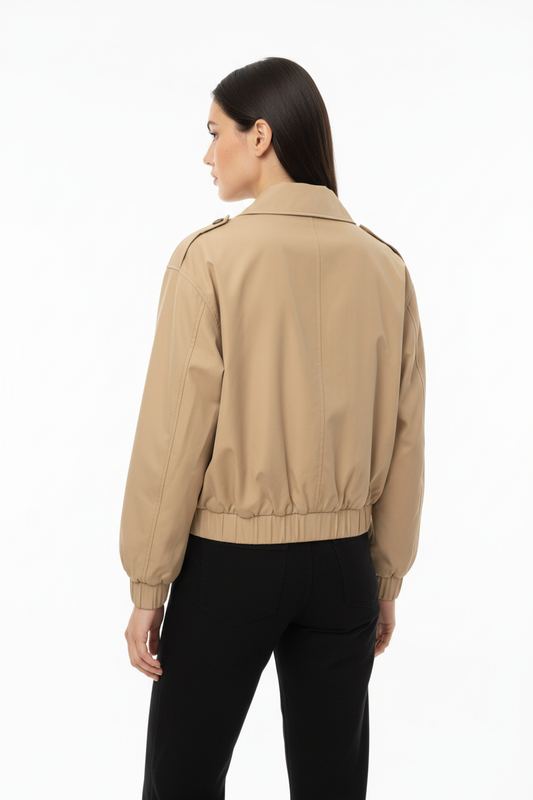 Giacca Beige con Elastico a Vita - Taglia Unica