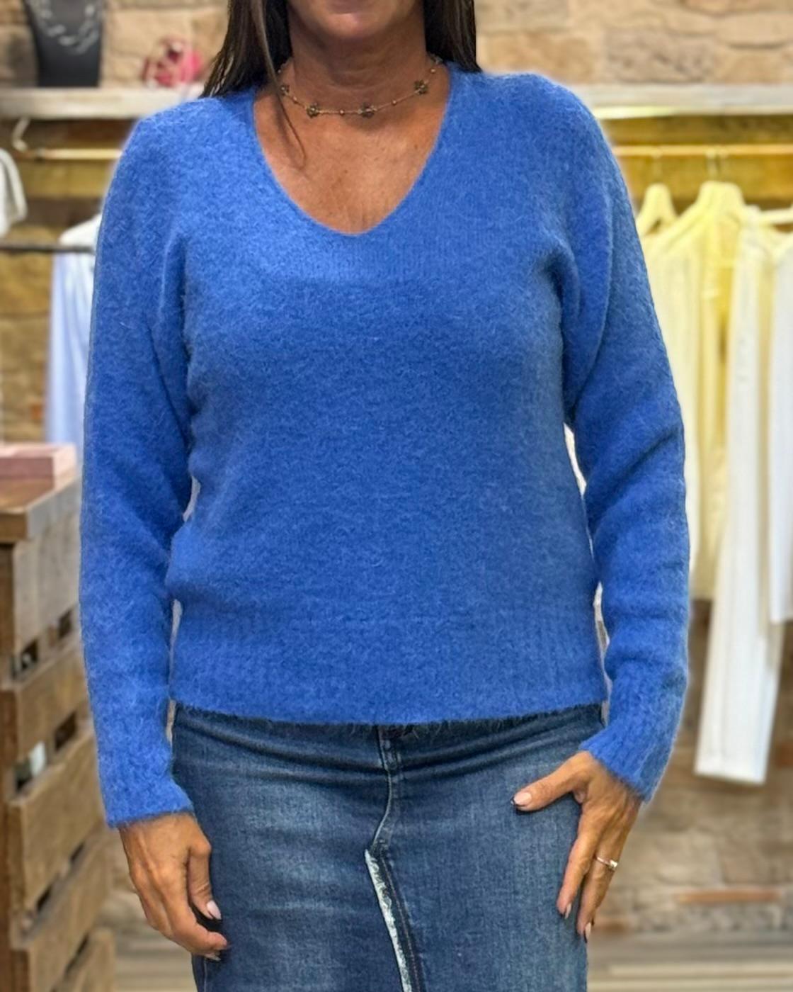 Maglia Kontatto scollo V Denim