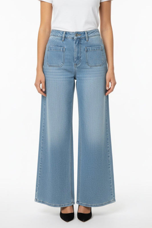 Jeans GL Wide Leg Denim Azzurro con Tasche