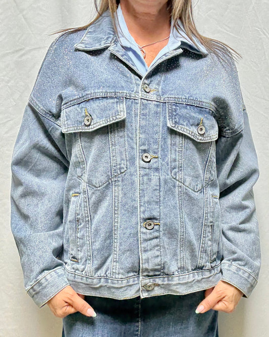 Giubbino over jeans con strass Susy mix