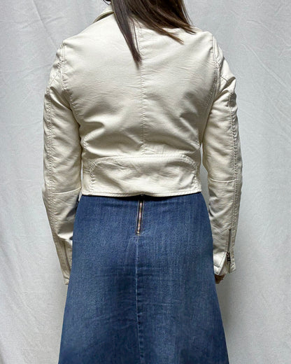 Chiodo eco pelle bianco, Markup corto
