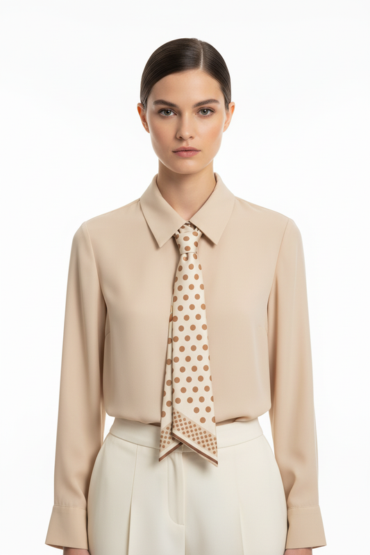 Camicia beige con cravatta fronte