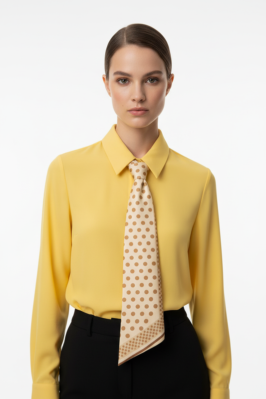 Camicia gialla con cravatta fronte
