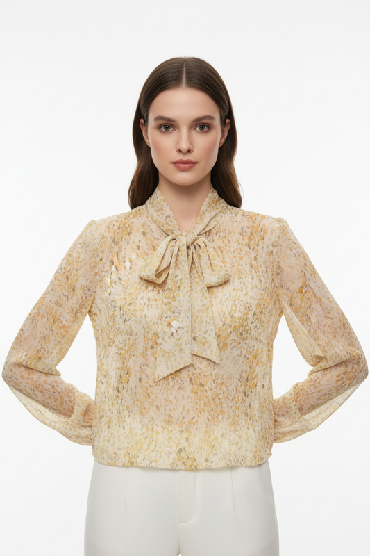 Camicia gialla floreale fronte