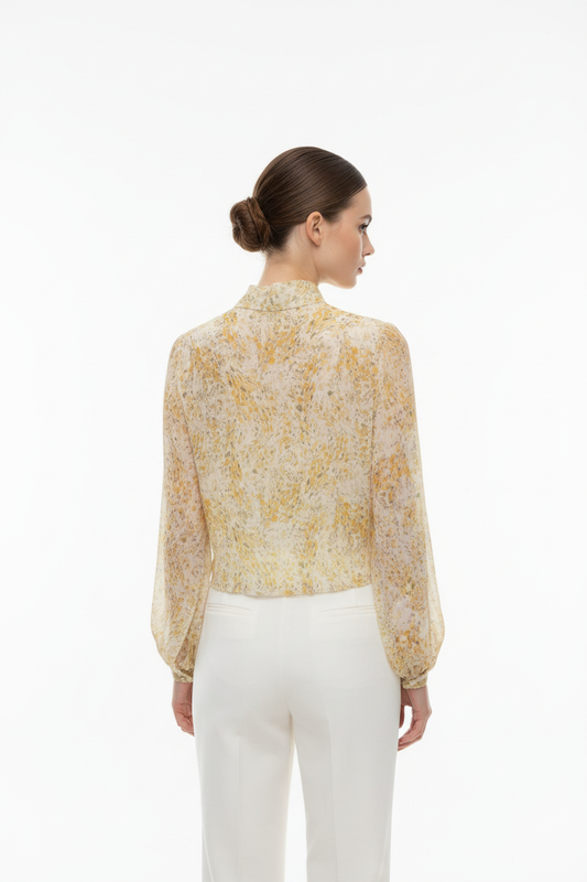 Camicia gialla floreale retro