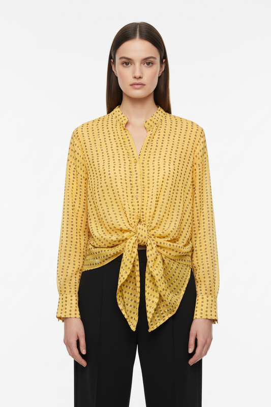 Camicia gialla pallini bicolore fronte