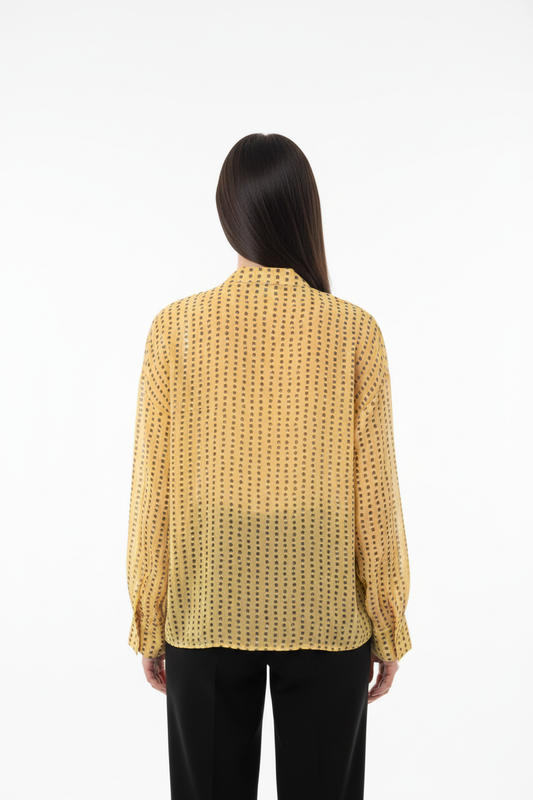 Camicia gialla pallini bicolore retro