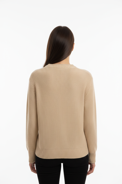 Maglia Beige con Scritta Grigia - Taglia Unica