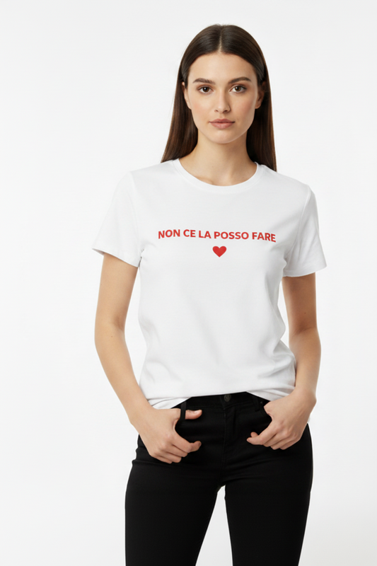 T-Shirt Donna "Noncelapossofare" Scritta Ironica
