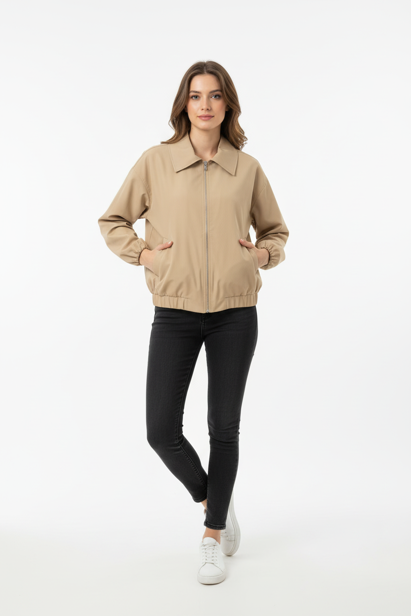 Giacca Beige con Elastico a Vita - Taglia Unica