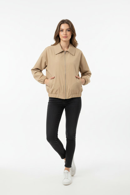 Giacca Beige con Elastico a Vita - Taglia Unica